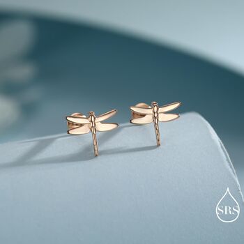 Internally Threaded Dragonfly Flat Back Earrings In Sterling Silver, 4 of 12