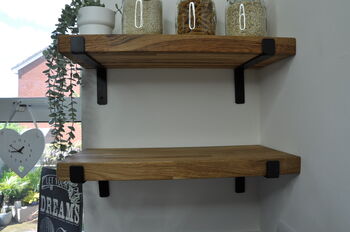 Handcrafted Oak And Steel Shelves, 7 of 10