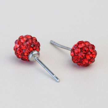 Red Crystal Ball Stud Earrings, 3 of 3