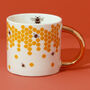 G Decor Beehives Contrast Gold Ceramic Tea Coffee Mug, thumbnail 2 of 5