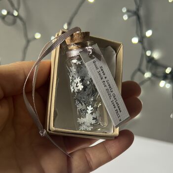 Miniature Silver Snowflakes Personalised Christmas Decoration, 6 of 11