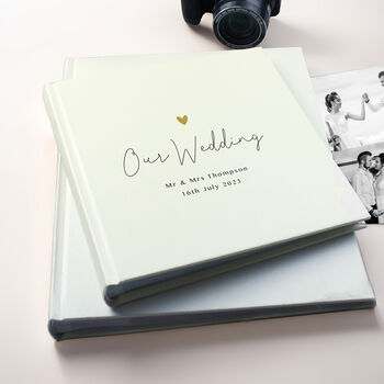 Personalised Gold Heart Couples Square Photo Album, 2 of 7