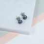 Seville Black Freshwater Pearl Stud Earrings, thumbnail 1 of 4