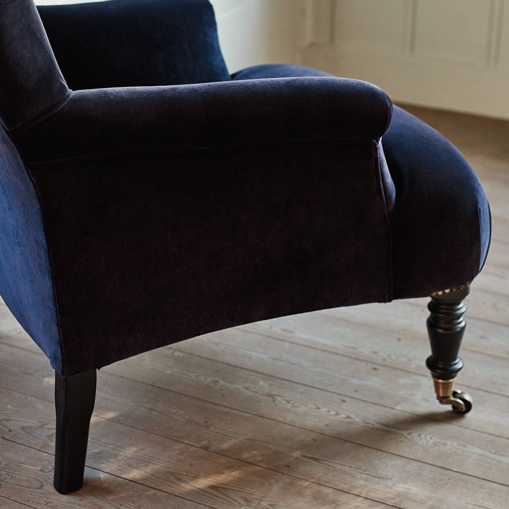 Finley Velvet Armchair, Midnight Blue By Rowen & Wren