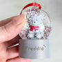 Personalised Teddy Bear Glitter Snow Globe Tree Decoration, thumbnail 2 of 4