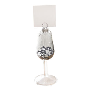 Silver Glitter Filled Wine Glass Place Card Holders, 2 of 3