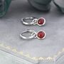 Sterling Silver Dangling Red Garnet Hoop Earrings, thumbnail 7 of 11