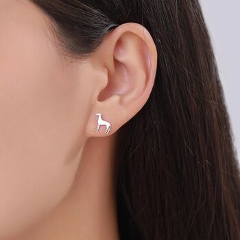 Sterling Silver Tiny Whippet Dog Stud Earrings, 3 of 12
