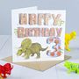 Dinosaur Happy 3rd Birthday Card, thumbnail 1 of 3