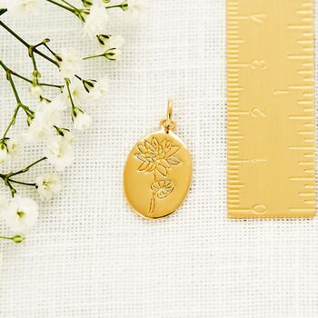 July Engraved Waterlily Birth Flower Necklace, 5 of 12