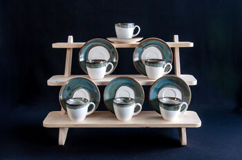 Turquoise Set Of Six Porcelain Espresso Cup And Saucer, 9 of 12
