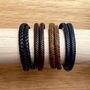Men's Leather Double Wrap Plaited Bracelet, thumbnail 2 of 6