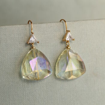 Champagne Yellow Art Deco Bridal Earrings, 3 of 6