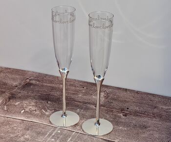 Set Of Two Champagne Toasting Flute Glasses, 2 of 4