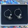 Silver Star And Pearl Charm Hoop Earrings, thumbnail 3 of 3