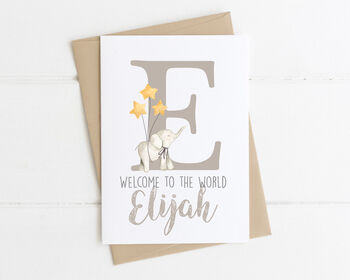 Personalised New Baby Card Elephants, 6 of 6