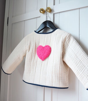 Baby And Child's Quilted Coat With Heart Motif, 4 of 12