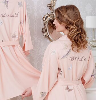 Special Offer Personalised Wedding Dressing Gown Bride Butterfly Embroidered, 2 of 7