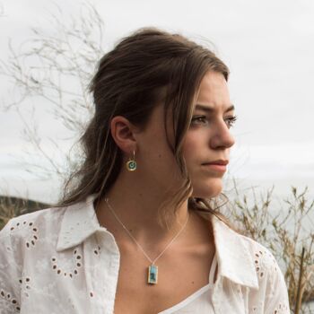 Small Round Turquoise Reef Sterling Silver Pendant, 4 of 7