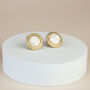Gold And White Marble Circle Clip On Earrings, thumbnail 3 of 3