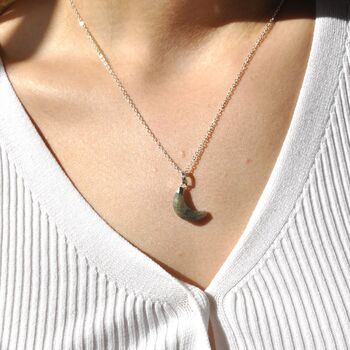 Dainty Gemstone Crescent Moon Necklace, 4 of 8
