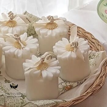 Gift Box Of Three Daisy Soy Candles With Free Greeting Card, 3 of 5
