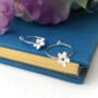 Thank You Teacher Sterling Silver Mini Textured Flower Hoop Earrings, thumbnail 2 of 12