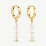 Women's Pearl Dangle Hoop Earrings In 18k Gold, thumbnail 2 of 3