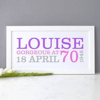 Personalised 70th Birthday Rectangular Framed Print, 9 of 9