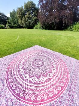 Large Ombre Mandala Picnic Blanket, 4 of 6