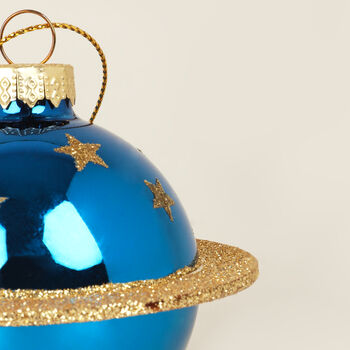 G Decor Four Blue And Gold Planet Christmas Baubles, 5 of 7