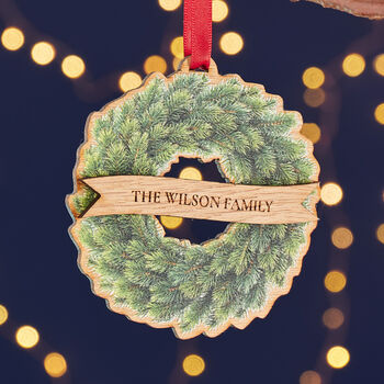 Personalised Wreath Family Christmas Tree Decoration, 5 of 7