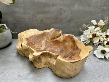 30cm Handmade Wooden Root Bowl – Balinese Gamal Wood, 9 of 12