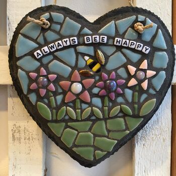 Personalised 'Always Bee Happy' Mosaic Heart, 2 of 4