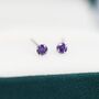 Sterling Silver February Birthstone Amethyst Cz Stud Earrings, thumbnail 7 of 12