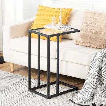 Set Of Two C Shaped Tempered Glass Sofa Side Table, 4 of 12