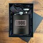 Personalised Engraved Black Metal Hip Flask 6oz For Milestone Birthday / Anniversary, thumbnail 8 of 11
