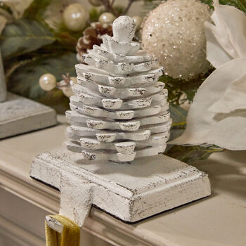 White Pinecone Christmas Stocking Holder, 3 of 6