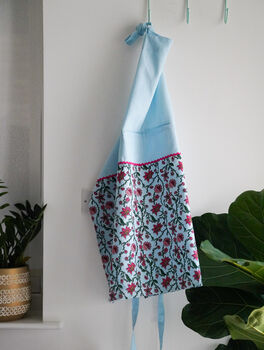 Bahar Floral Aprons In Blue, 3 of 3