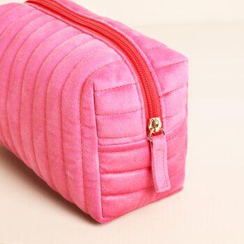 Pink And Red Velvet Bow Makeup Bag, 4 of 4