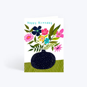 Florals Vase Birthday Card, 3 of 4