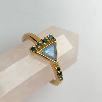 Labradorite And Blue Diamond Triangle Ring, 2 of 6