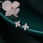 Hydrangea Flower Cz Stud Earrings In Sterling Silver, thumbnail 1 of 11