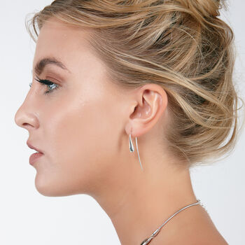 Sterling Silver Designer Hook Through Drop Earrings, 3 of 6