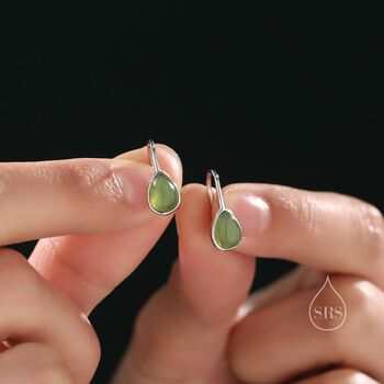 Genuine Green Jade Pear Cut Drop Hook Earrings, 4 of 10