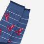 Men's Lobster Bamboo Socks Stripe In Denim Blue, thumbnail 3 of 4