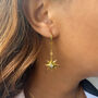 Gold Plated Moon And Star Statement Drop Earrings, thumbnail 1 of 3