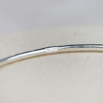 Sterling Silver Textured Moon Charm Bangle, 2 of 3
