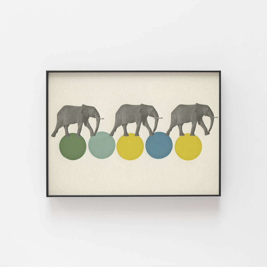 Travelling Elephants Retro Circus Print, 1 of 3