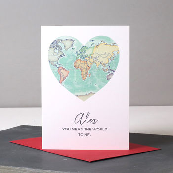 You Are My World Map Heart Valentine's Card, 6 of 6